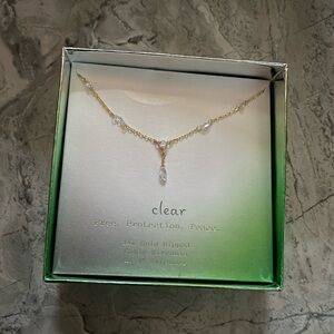 14k Gold dipped cubic zirconia marquise necklace